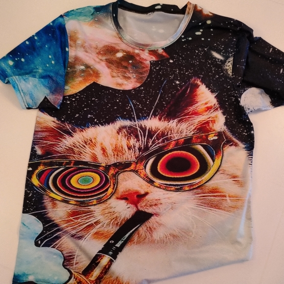 Galaxy Rainbow Space Cat T-Shirt (L) two sided print - Picture 10 of 15